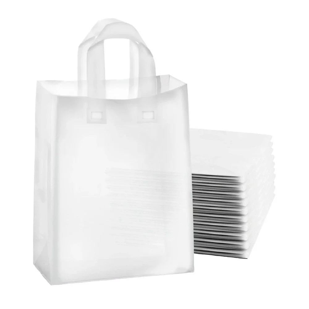 Purple Q Crafts Frosted Plastic Gift Bags 100 1 Count (Pack of 100), clear